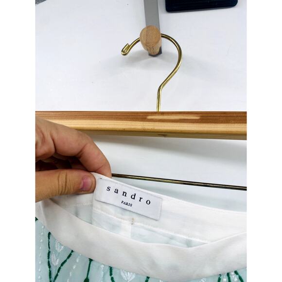 Sandro Green Embroidered Floral Midi Skirt - Picture 3 of 6